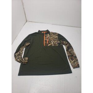 Magellan Outdoors Hunt Gear Mens Pullover Shirt Mag Wick XL 1/4 Zip Camo Green